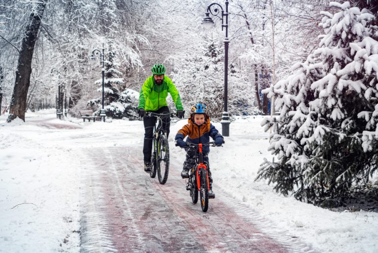 Radfahren mit Kindern im Winter