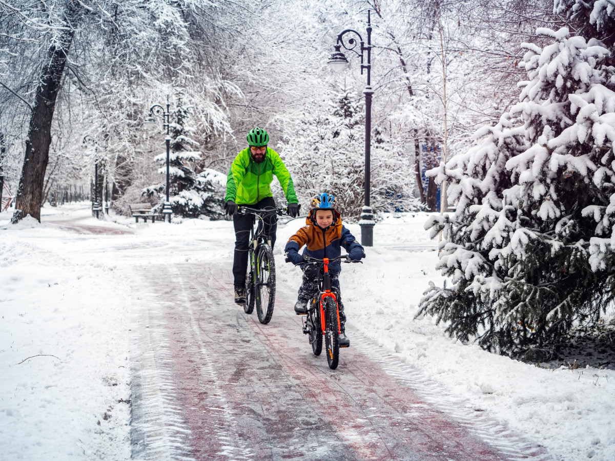 Radfahren mit Kindern im Winter