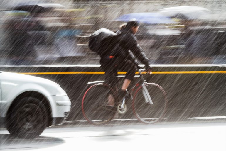 Fahrradfahren bei schlechten Wetter